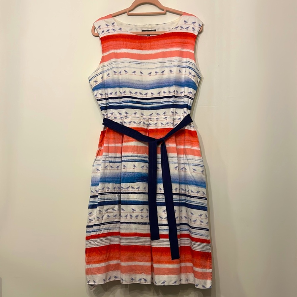 LAURA ASHLEY Seagull Stripe Beach Cotton Fit & Flare Dress Size 12 - Picture 4 of 9